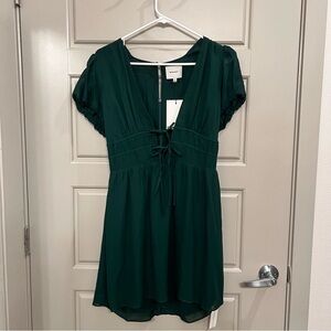 NWT Reformation Grady Mini Dress Forest Green